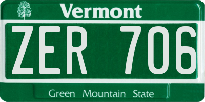 VT license plate ZER706