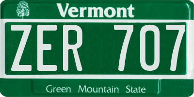 VT license plate ZER707