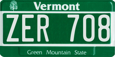 VT license plate ZER708
