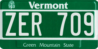 VT license plate ZER709