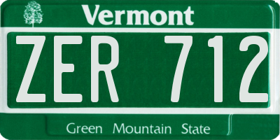 VT license plate ZER712