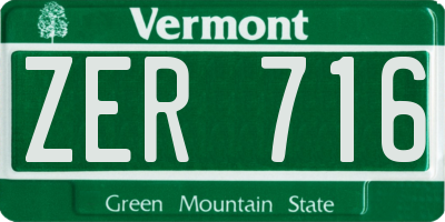 VT license plate ZER716