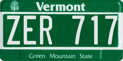 VT license plate ZER717