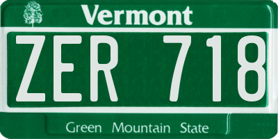 VT license plate ZER718