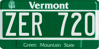 VT license plate ZER720