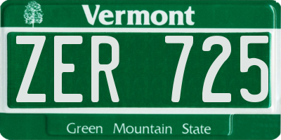 VT license plate ZER725