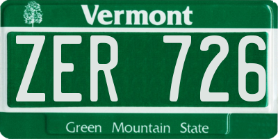 VT license plate ZER726