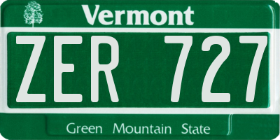 VT license plate ZER727