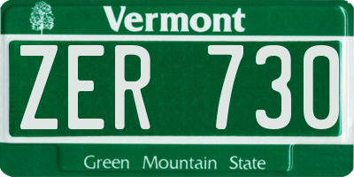 VT license plate ZER730