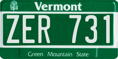 VT license plate ZER731