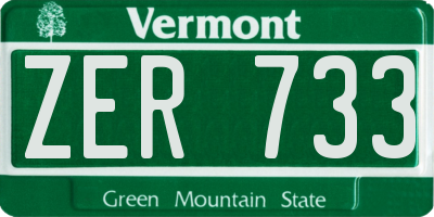 VT license plate ZER733