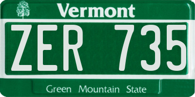 VT license plate ZER735