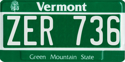 VT license plate ZER736