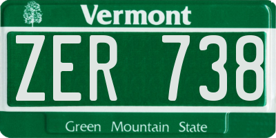VT license plate ZER738