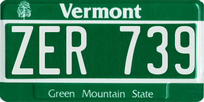 VT license plate ZER739
