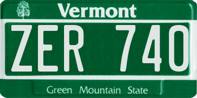 VT license plate ZER740