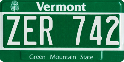 VT license plate ZER742