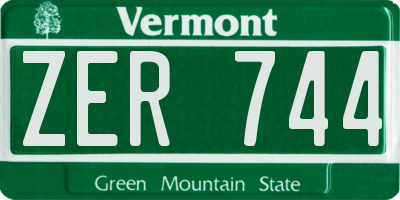 VT license plate ZER744