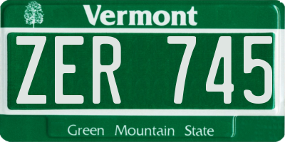 VT license plate ZER745