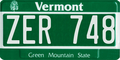 VT license plate ZER748