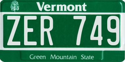 VT license plate ZER749