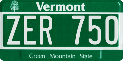 VT license plate ZER750
