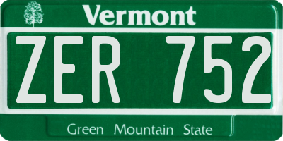VT license plate ZER752