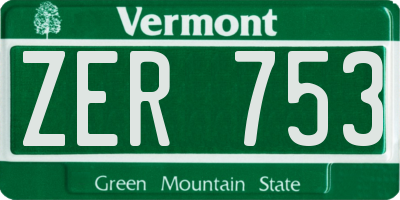 VT license plate ZER753