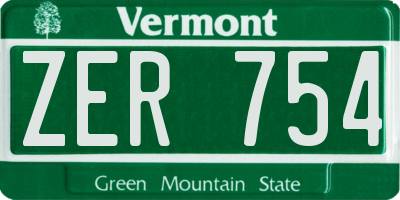 VT license plate ZER754