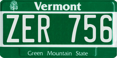 VT license plate ZER756
