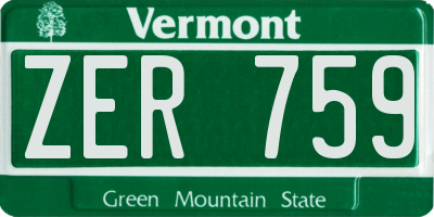 VT license plate ZER759
