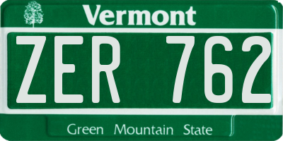 VT license plate ZER762