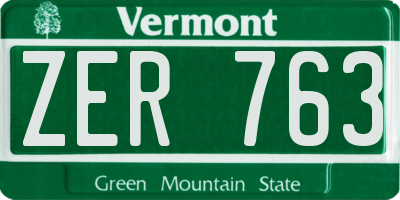 VT license plate ZER763