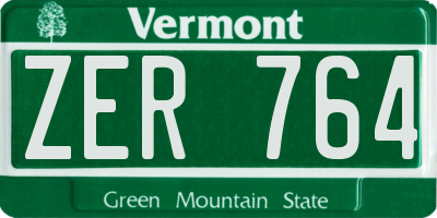 VT license plate ZER764
