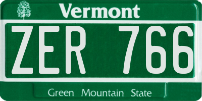 VT license plate ZER766
