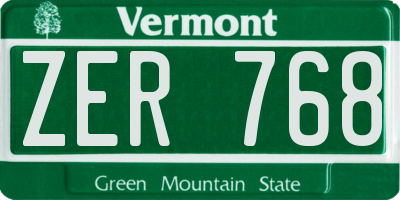 VT license plate ZER768