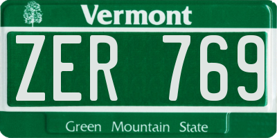 VT license plate ZER769