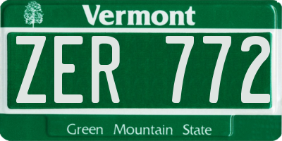 VT license plate ZER772