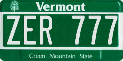 VT license plate ZER777