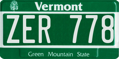 VT license plate ZER778