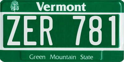 VT license plate ZER781
