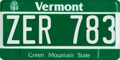 VT license plate ZER783