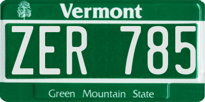 VT license plate ZER785