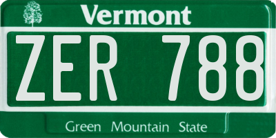 VT license plate ZER788