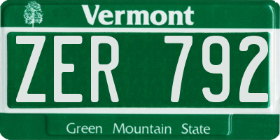 VT license plate ZER792