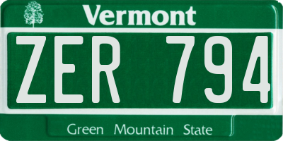 VT license plate ZER794