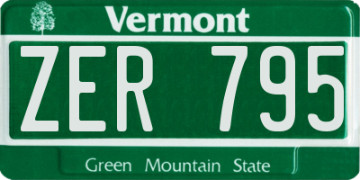 VT license plate ZER795