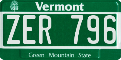 VT license plate ZER796