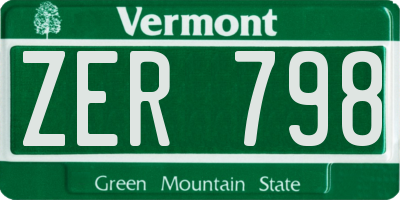 VT license plate ZER798