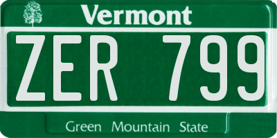 VT license plate ZER799